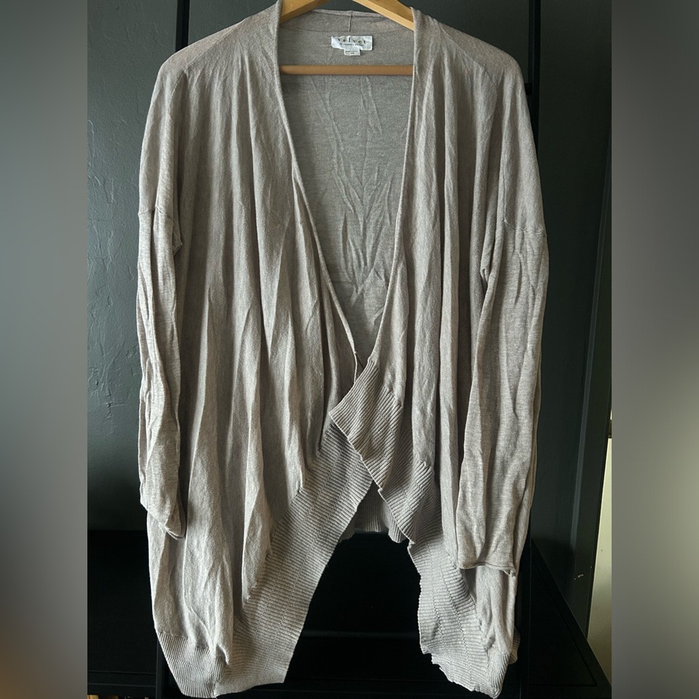 Velvet by Graham & Spencer cotton casual tan knit cardigan